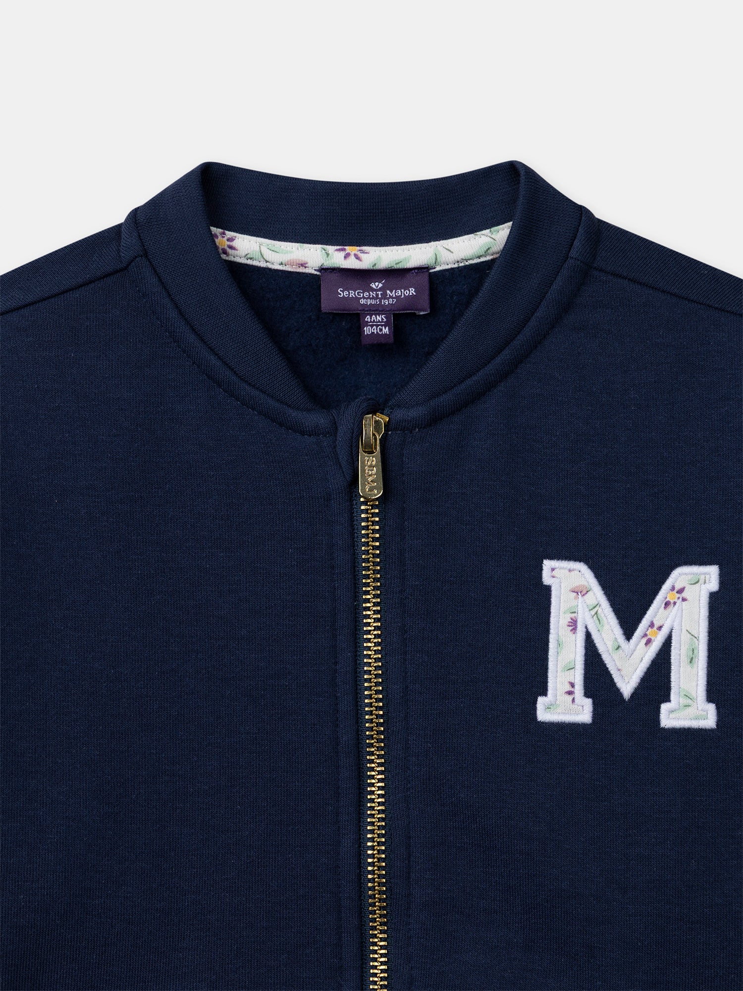 Sweat zippé bleu foncé et imprimé fleuri Fille - Image 2
