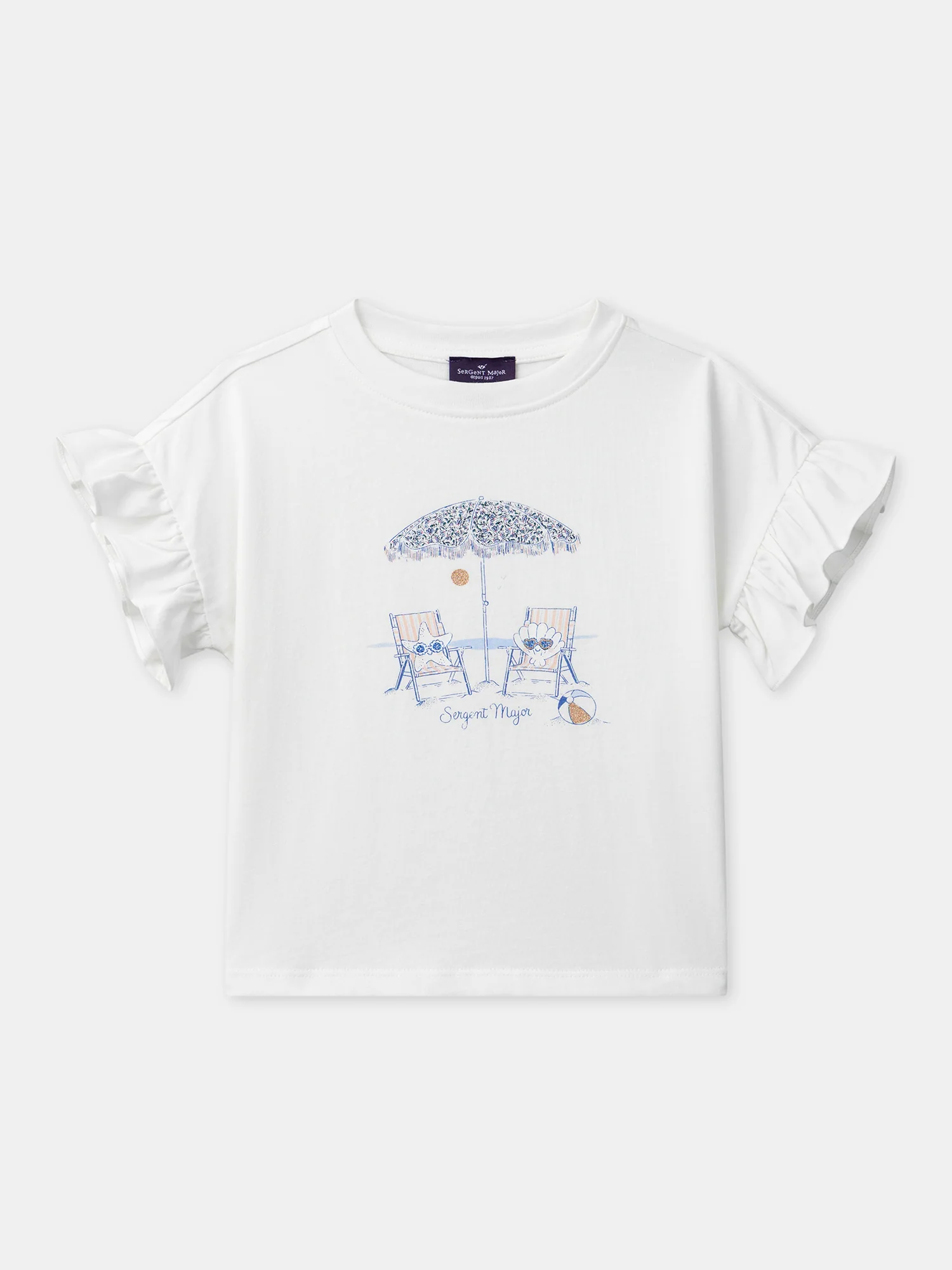 T-shirt blanc à volants Fille