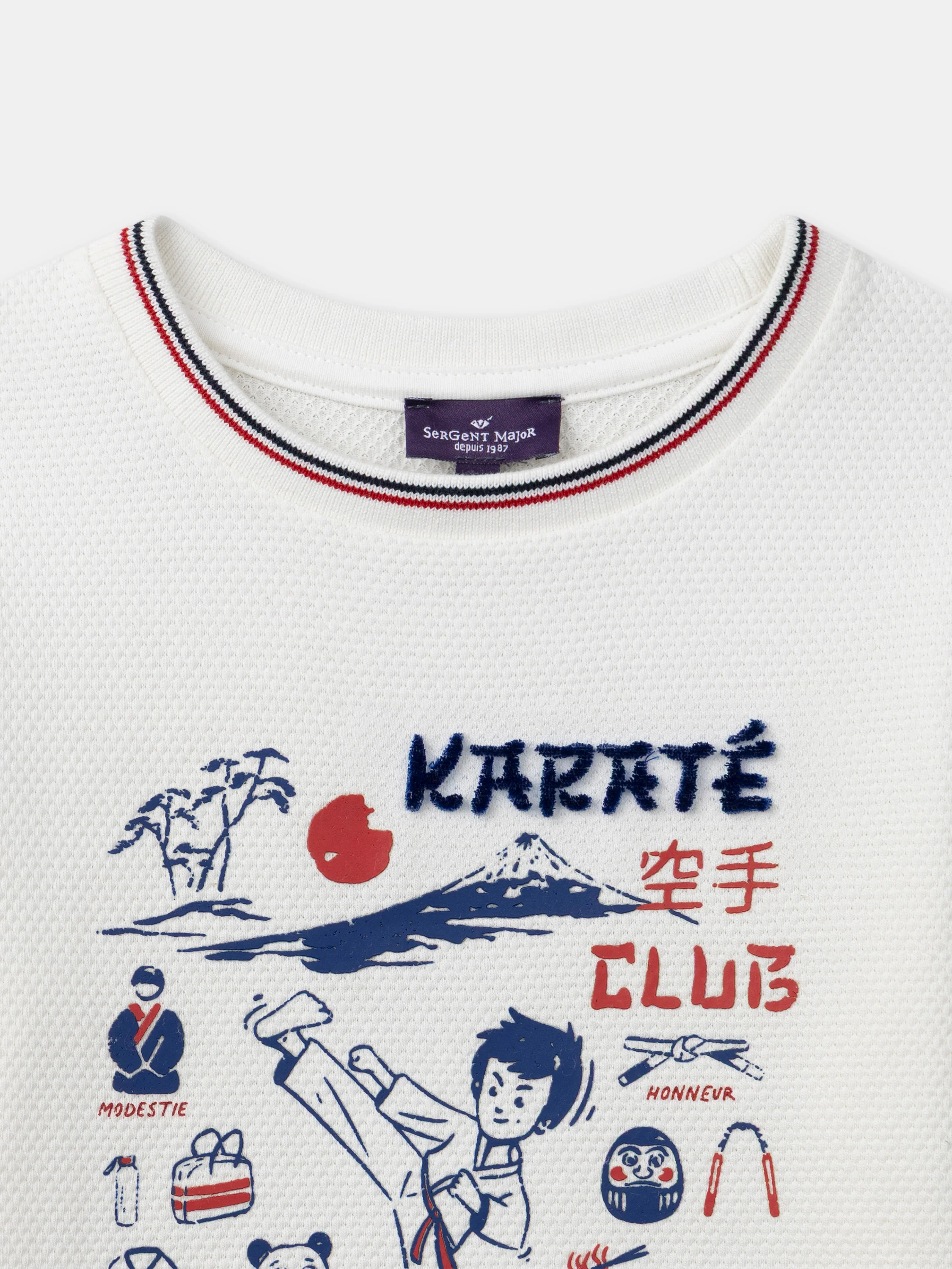 T-shirt blanc imprimé Japon à manches longues Garçon - Image 4