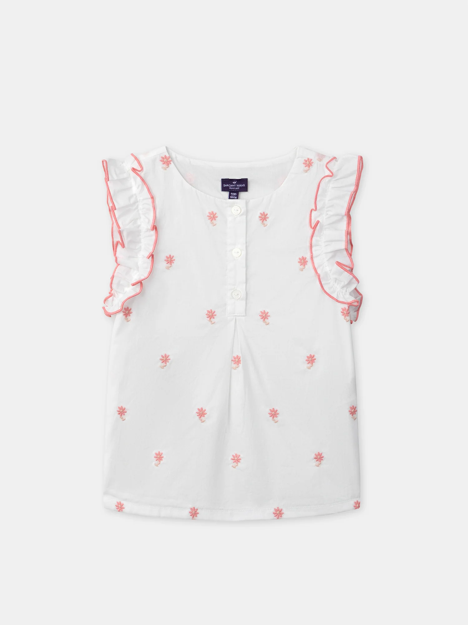 T-shirt écru à broderies fleurs Fille
