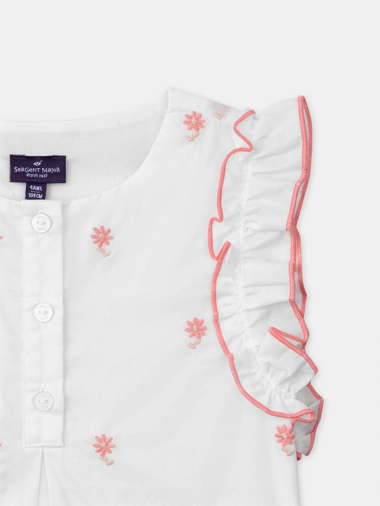 T-shirt écru à broderies fleurs Fille - Image 5