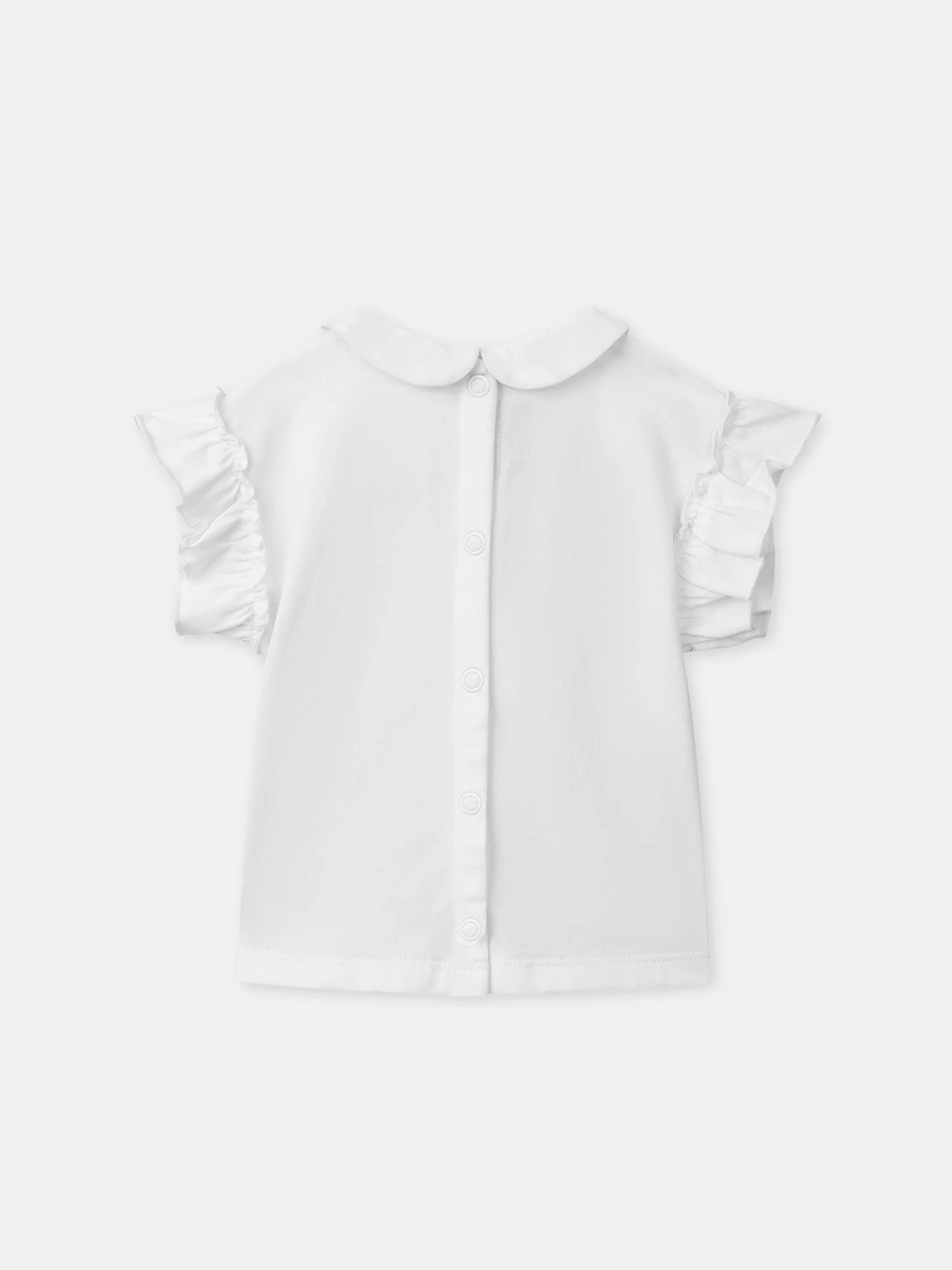 T-shirt écru à col et volants Bébé Fille - Image 4
