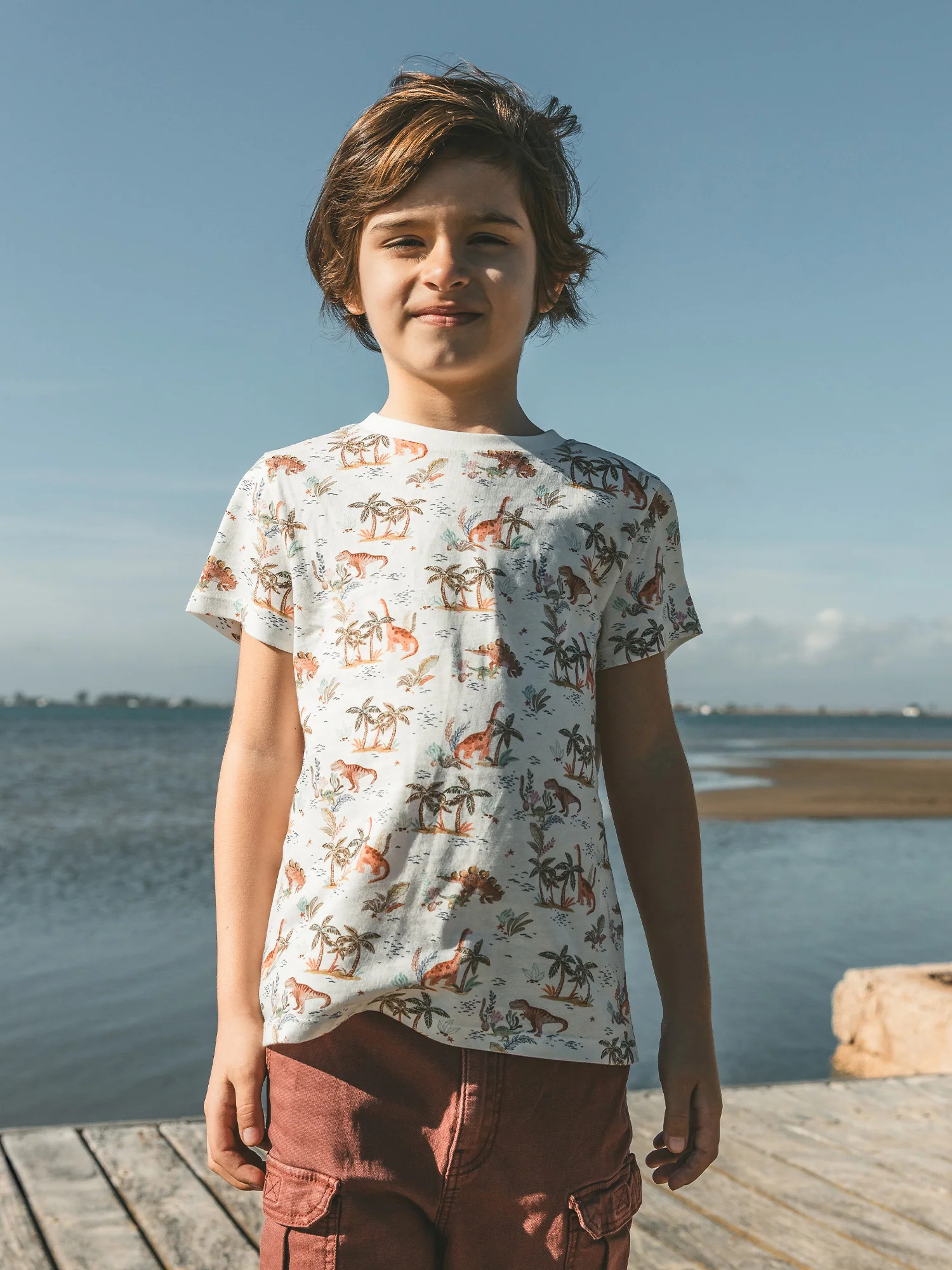 T-shirt écru imprimé dinosaure Garçon - Image 2