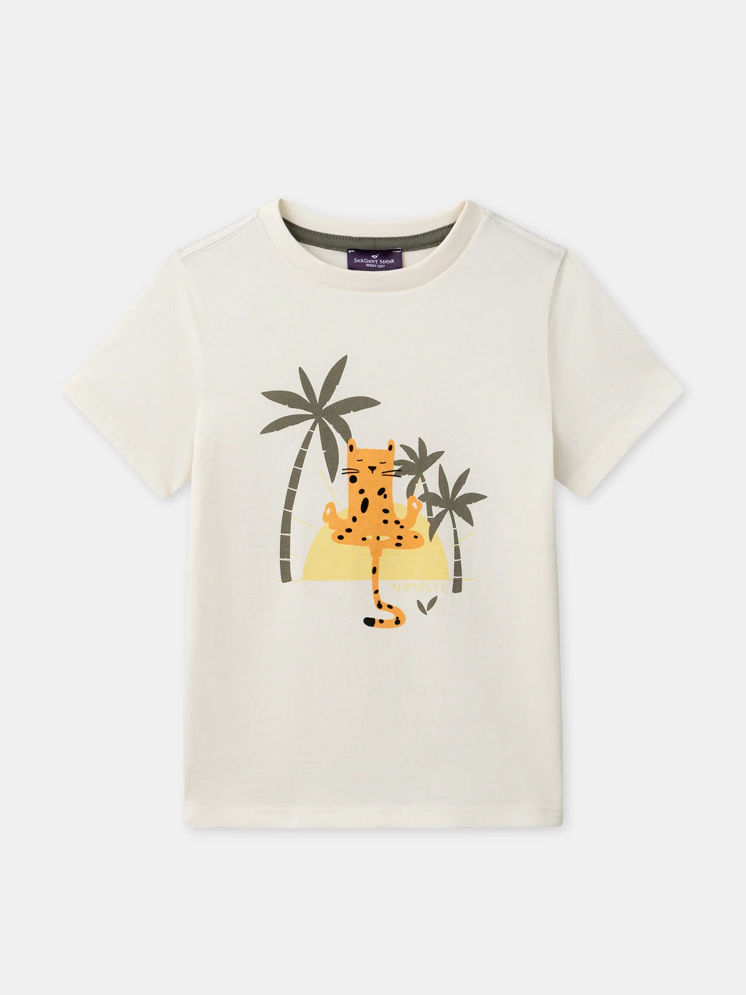 T-shirt écru imprimé léopard Garçon