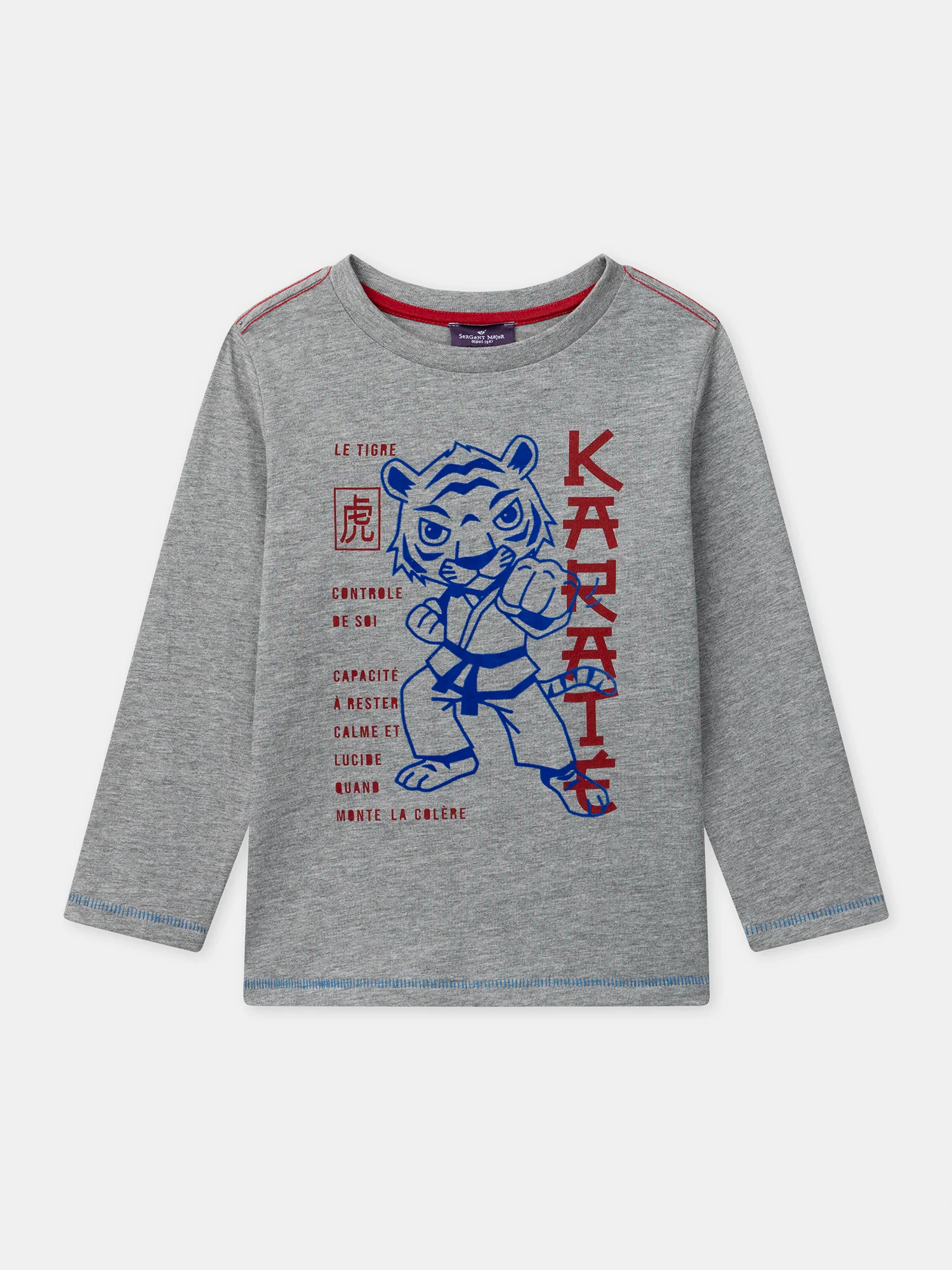 T-shirt gris imprimé tigre à manches longues Garçon - Image 3