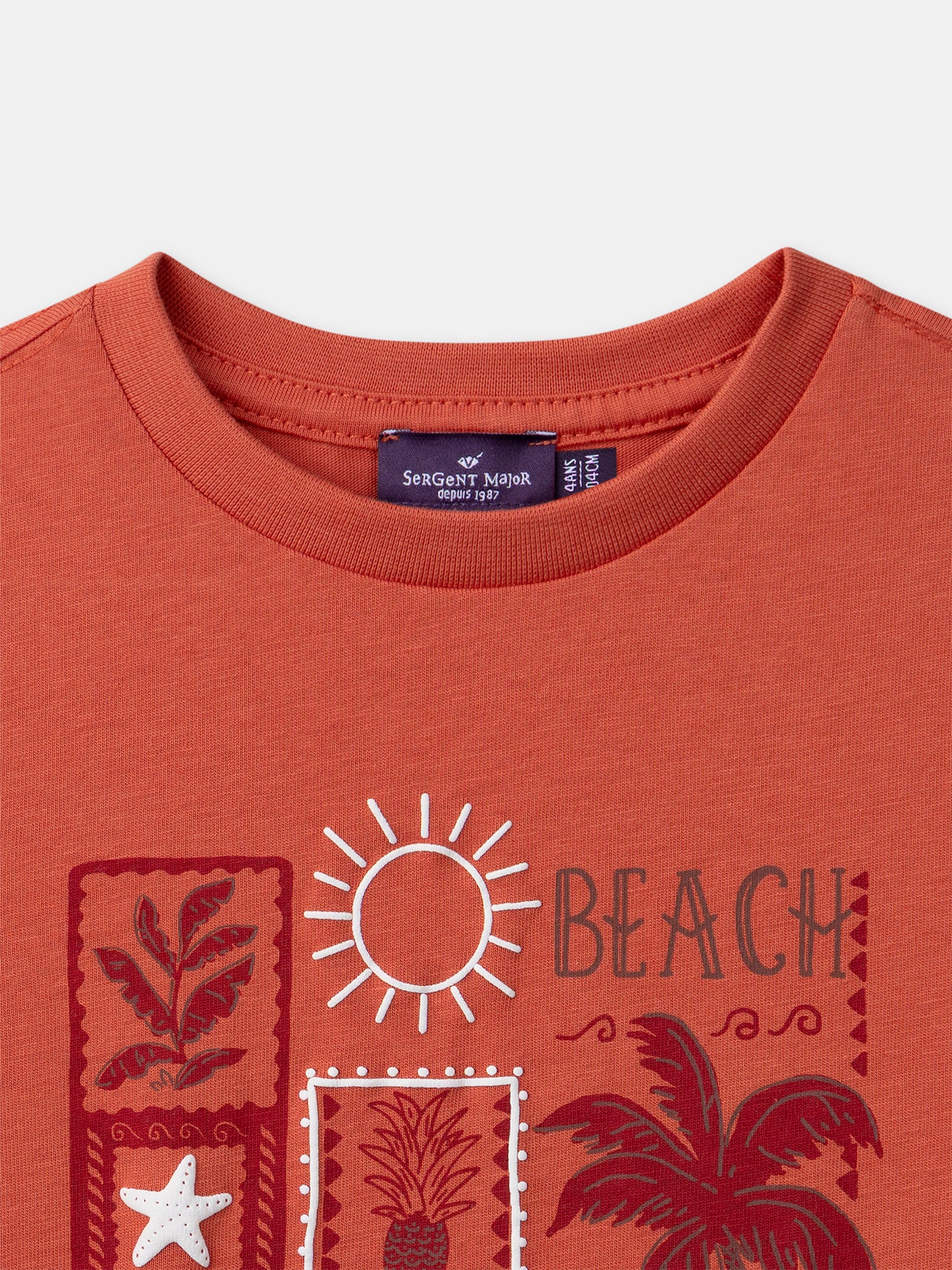 T-shirt orange imprimé palmiers Garçon - Image 4