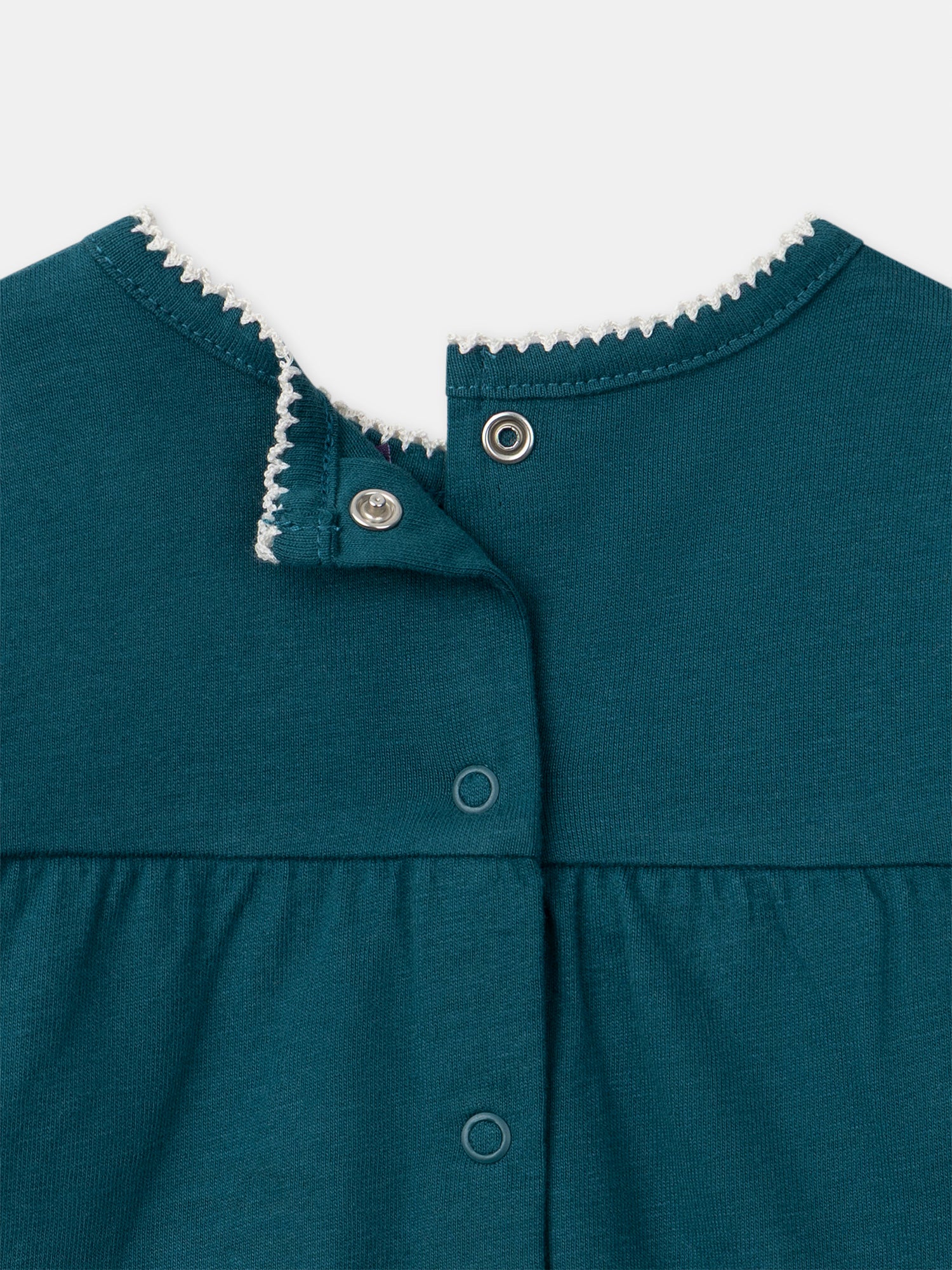 T-shirt bleu à broderies fleurs Bébé Fille - Image 3