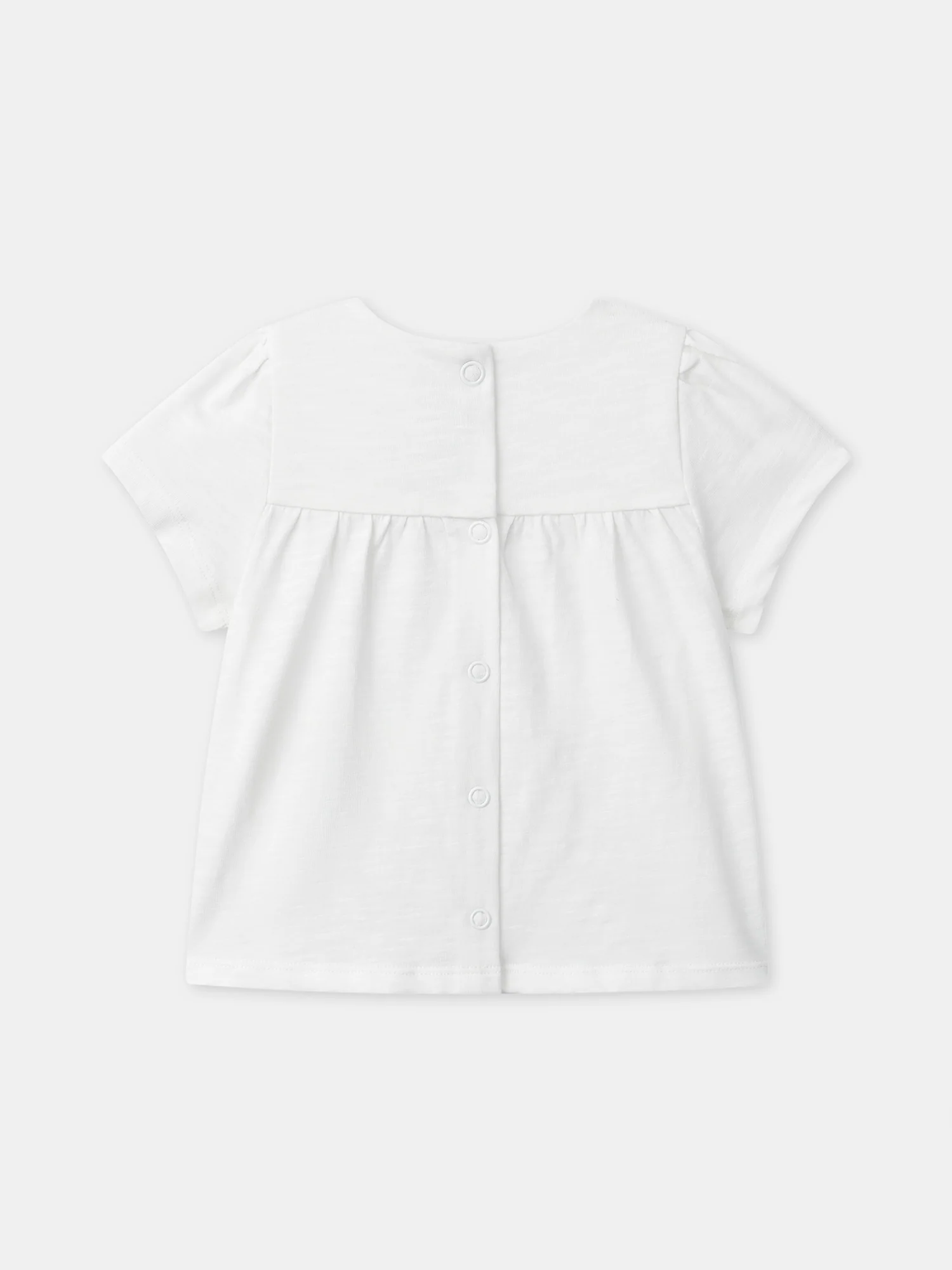 T-shirt écru à broderies fleurs Bébé Fille - Image 4