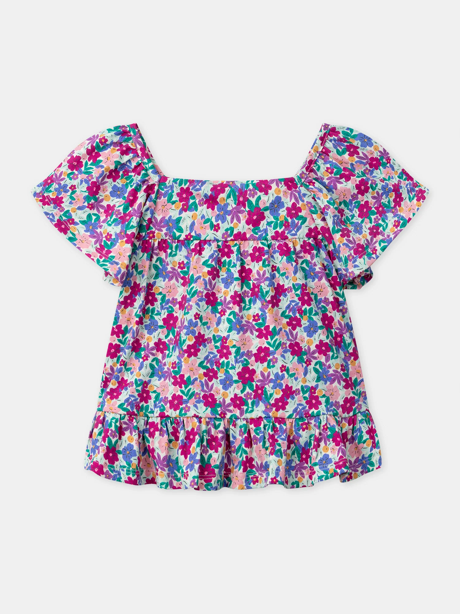 Blouse imprimé fleuri et manches volantes Fille - Image 6