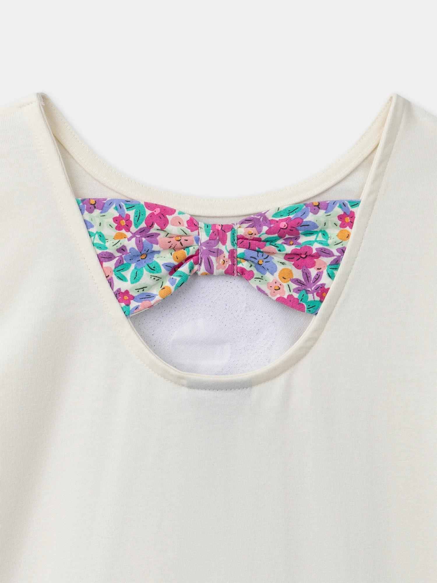 T-shirt blanc fleur à sequins et manches courtes Fille - Image 3
