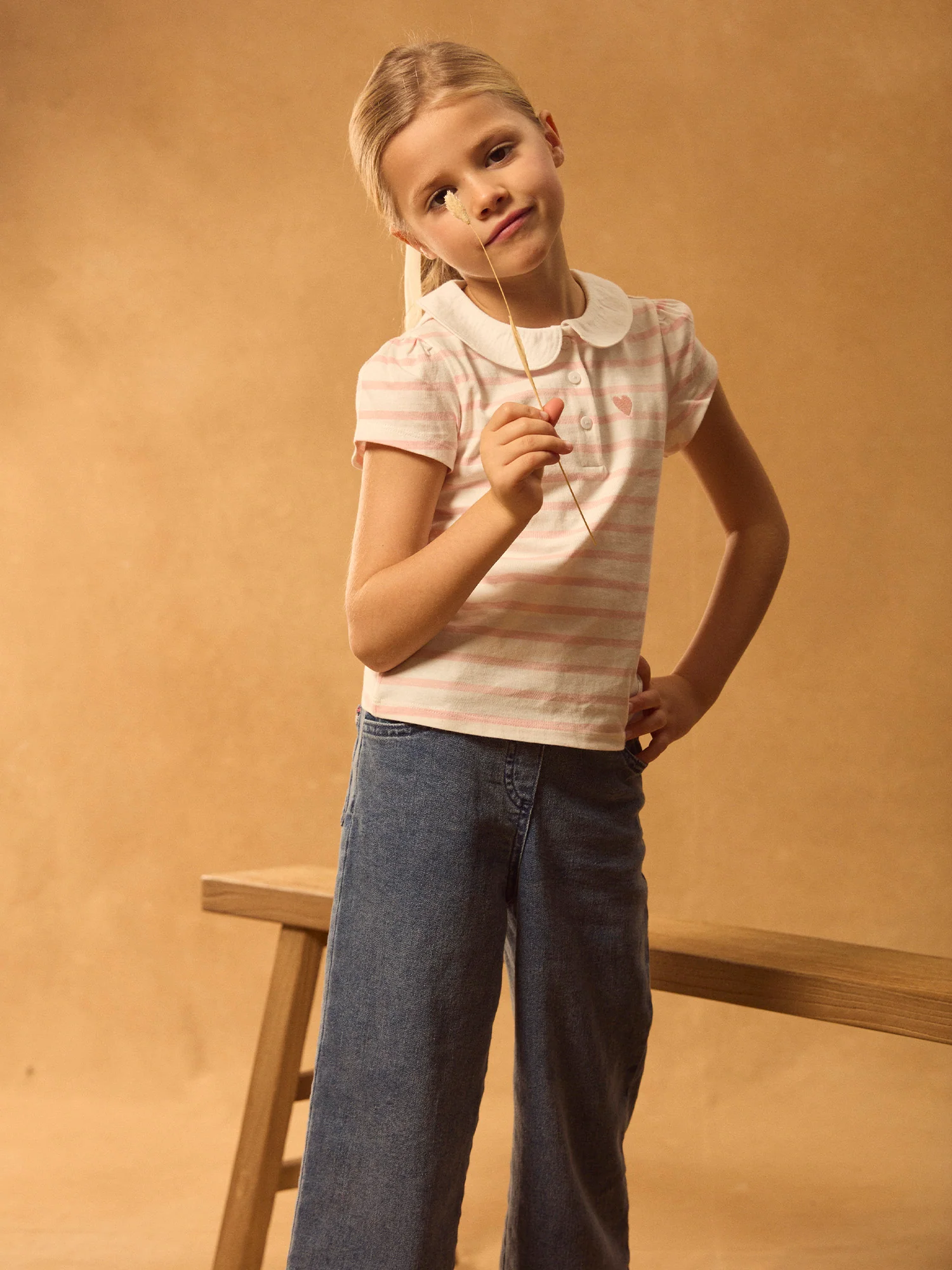 T-shirt Ă rayures rose Fille - Image 4