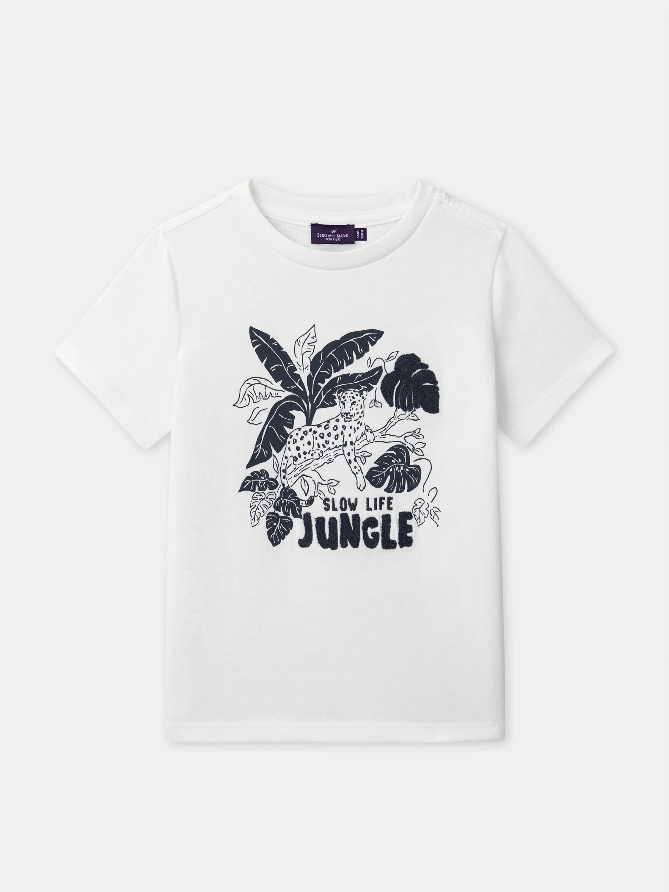 T-shirt blanc imprimé panthère Garçon