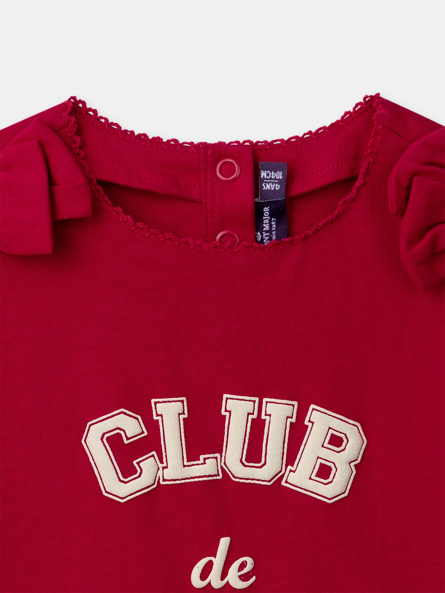 T-shirt rouge à noeud Fille - Image 2
