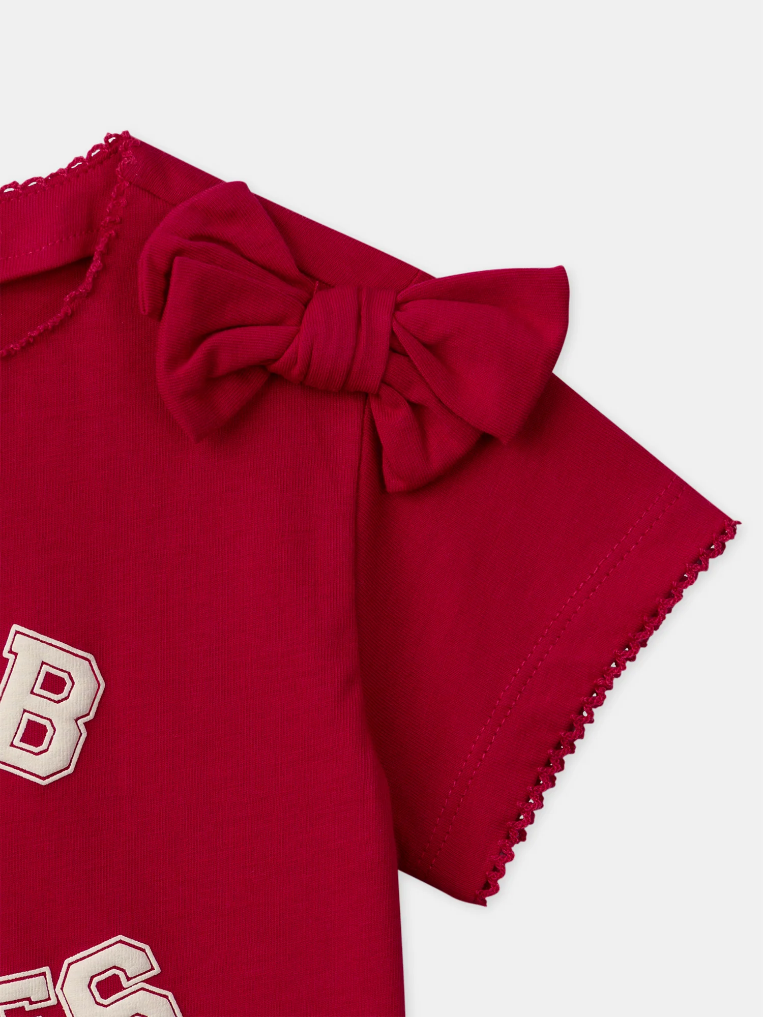 T-shirt rouge à noeud Fille - Image 3