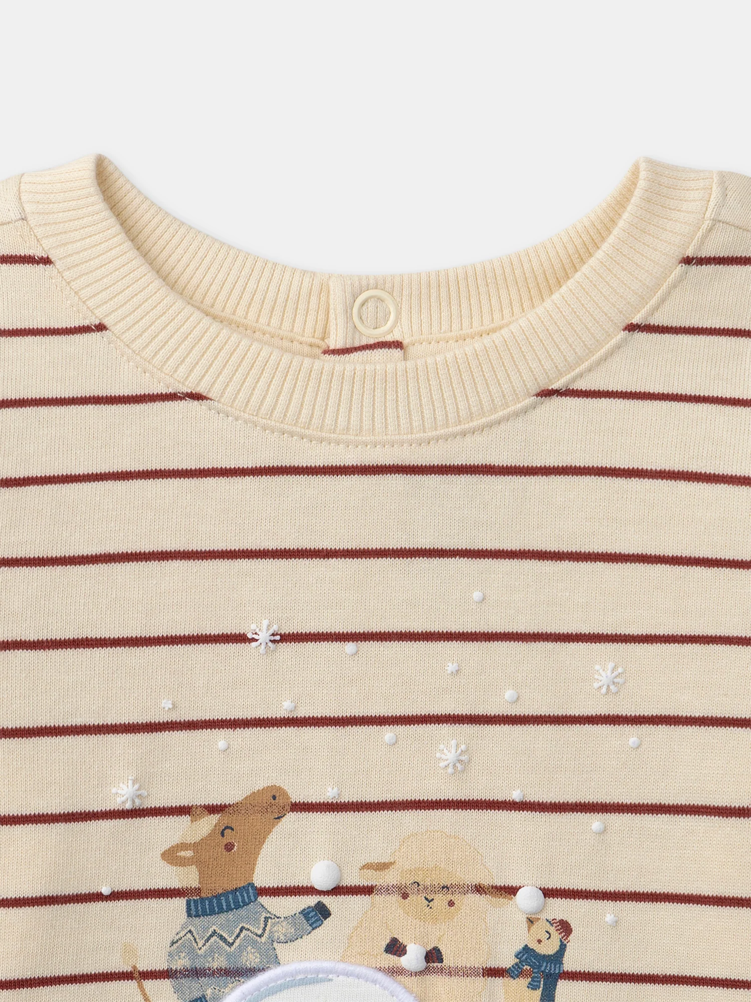 T-shirt écru à rayures rouges et manches longues Bébé Garçon - Image 5