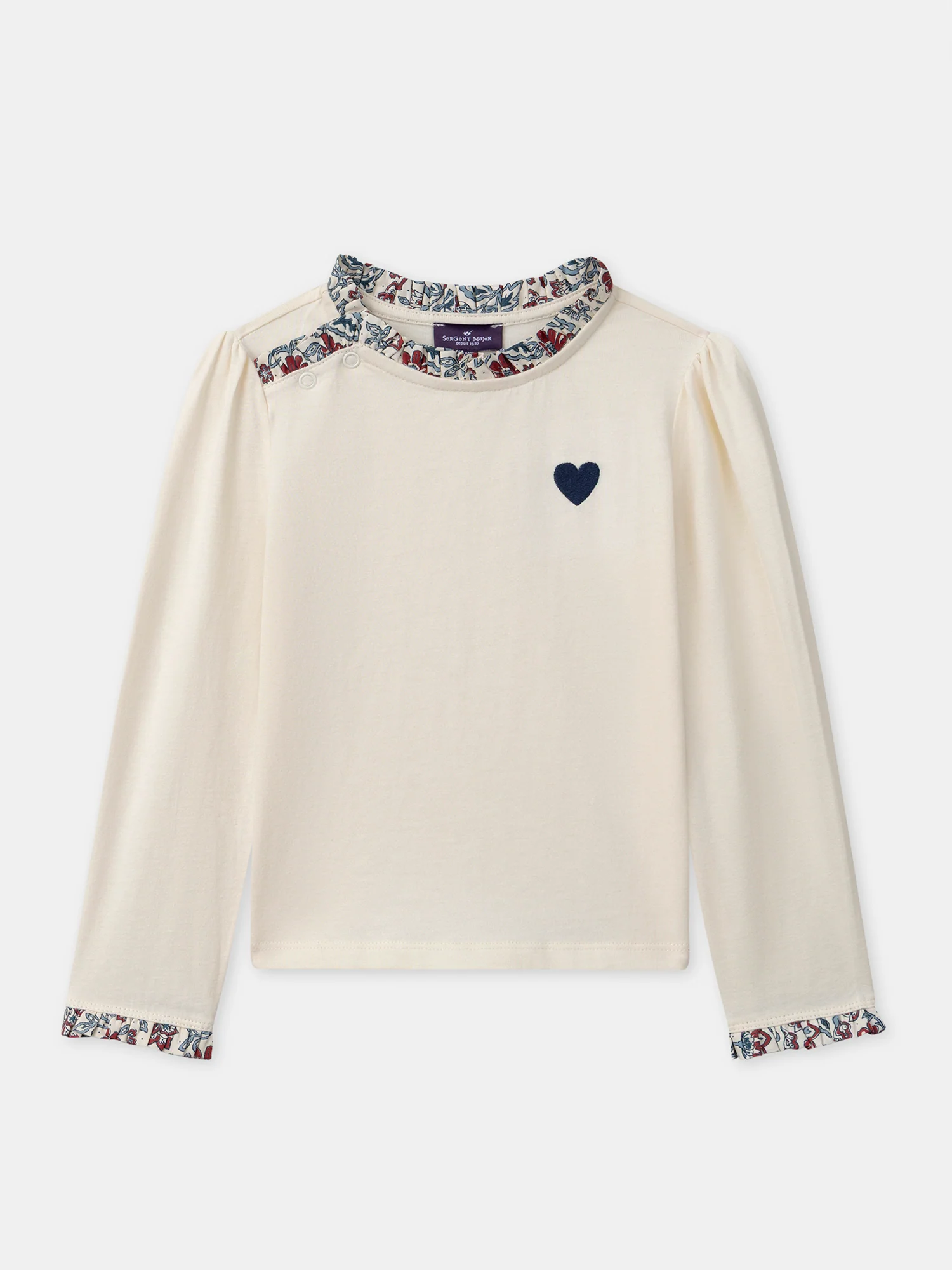 T-Shirt écru et imprimé fleuri à manches longues Fille