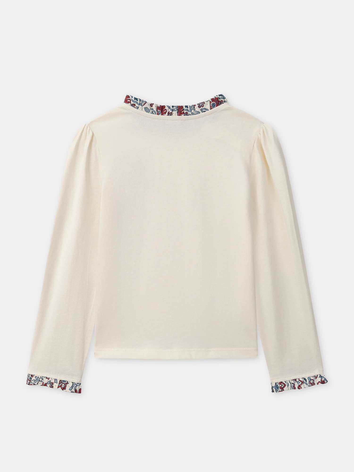 T-Shirt écru et imprimé fleuri à manches longues Fille - Image 4