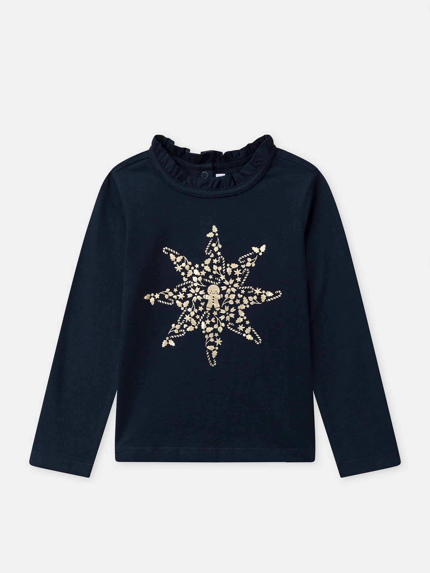 T-shirt à manches longues bleu marine et motif étoile doré Fille