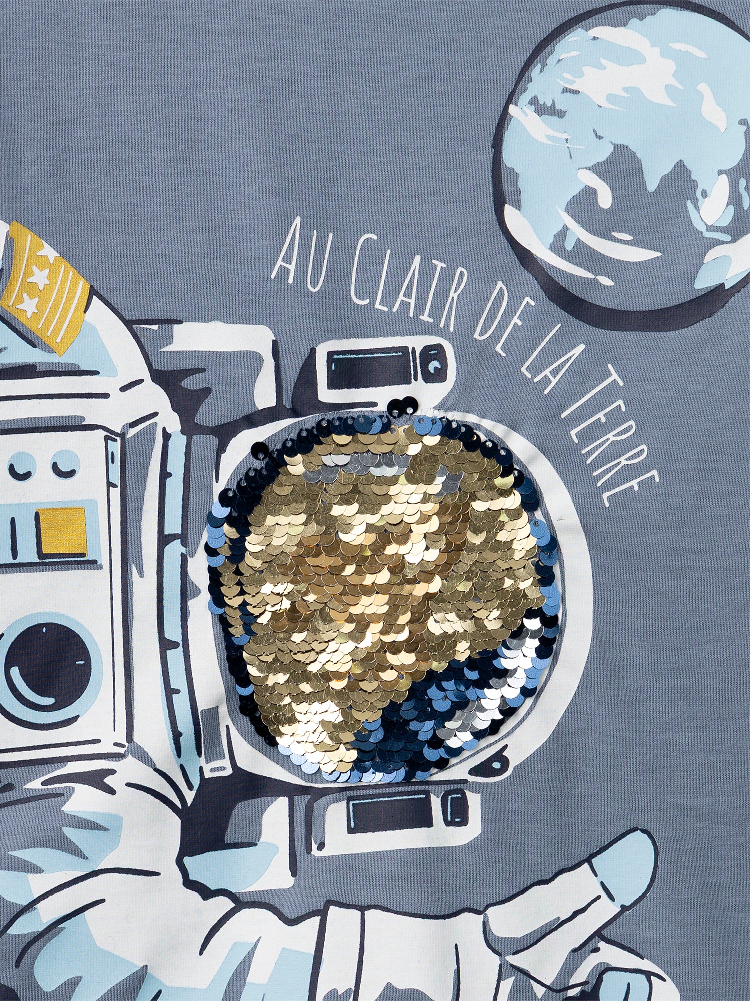 T-shirt gris imprimé astronaute à manches longues Garçon - Image 3