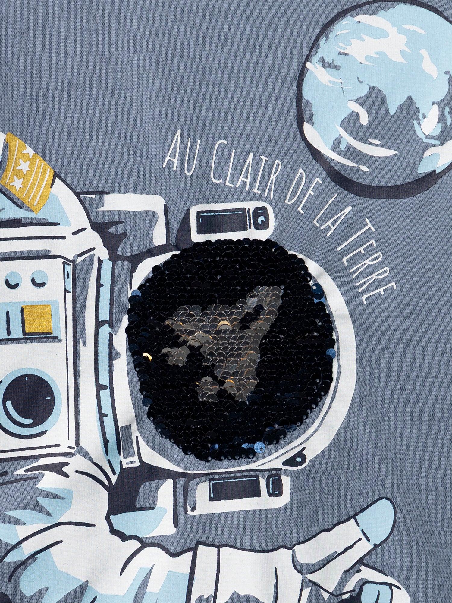 T-shirt gris imprimé astronaute à manches longues Garçon - Image 4
