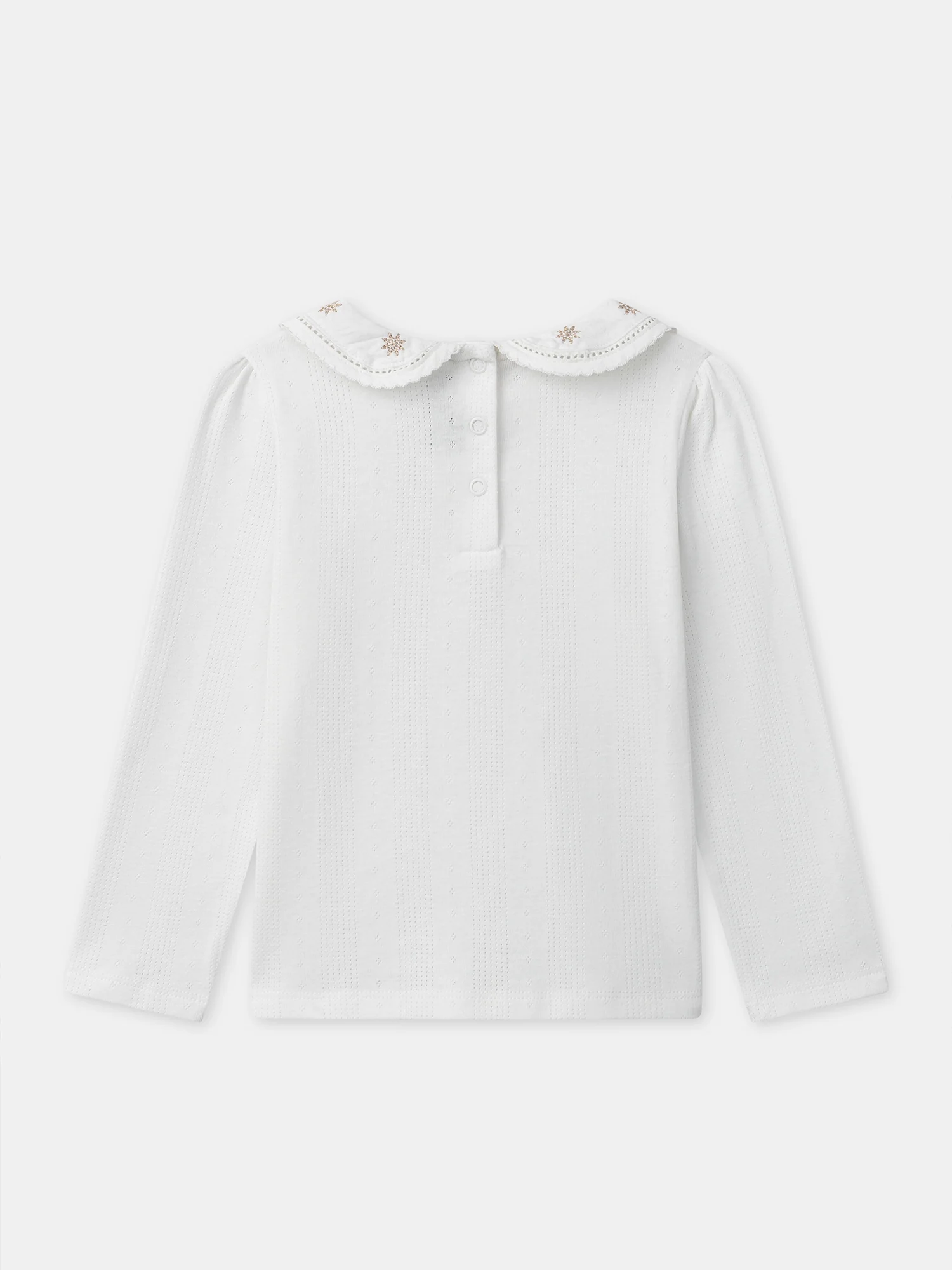 T-shirt à manches longues blanc et col claudine Fille - Image 4