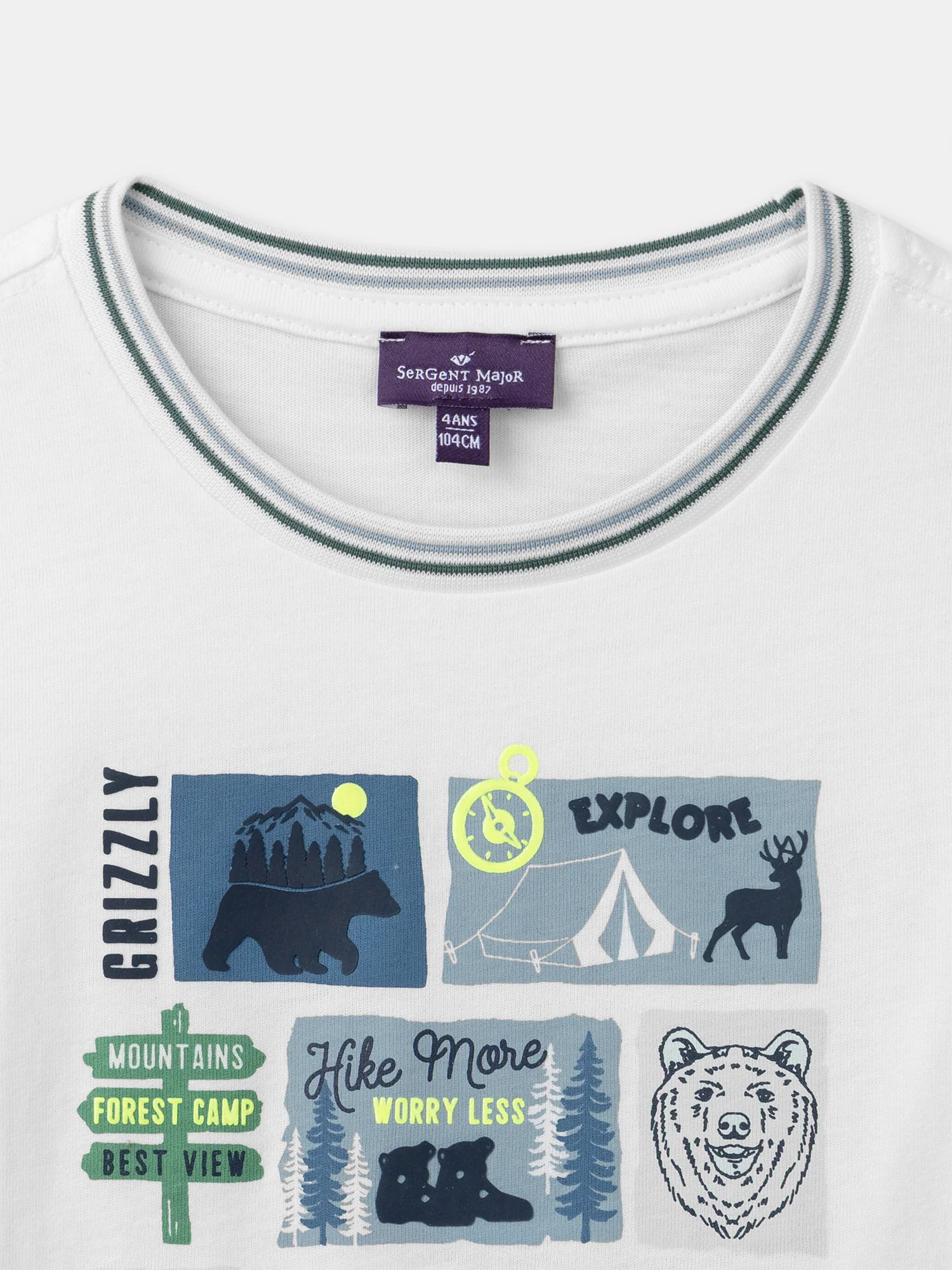 T-shirt blanc imprimé animaux et manches longues Garçon - Image 2