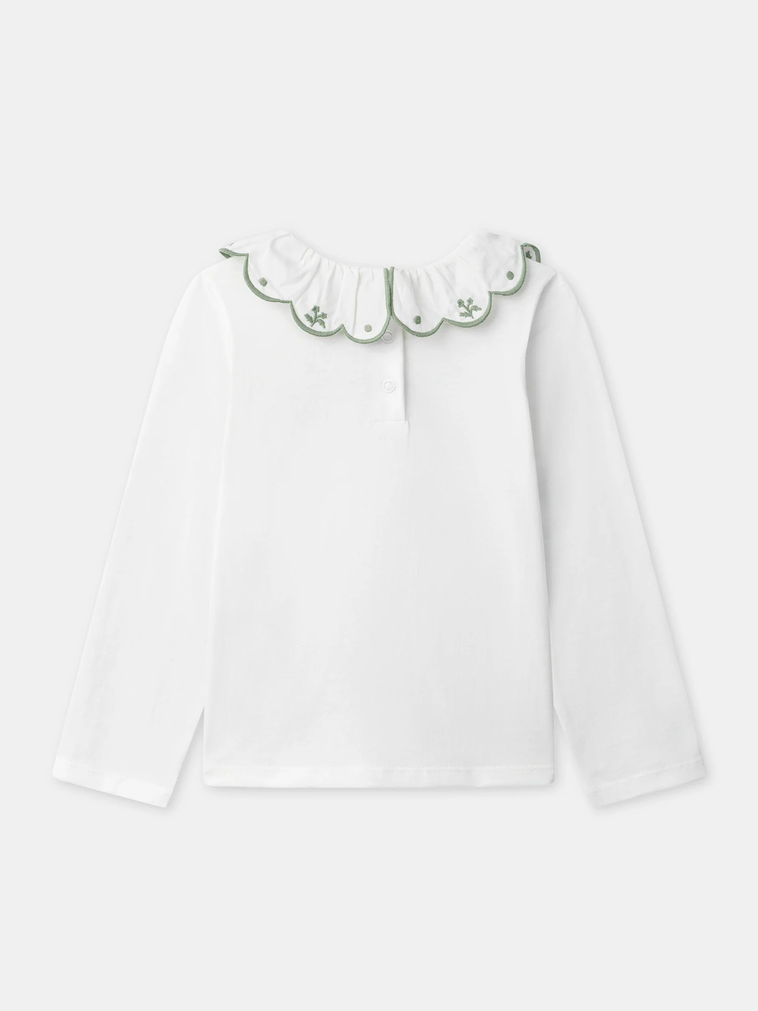 T-shirt écru à col et manches longues Fille - Image 4