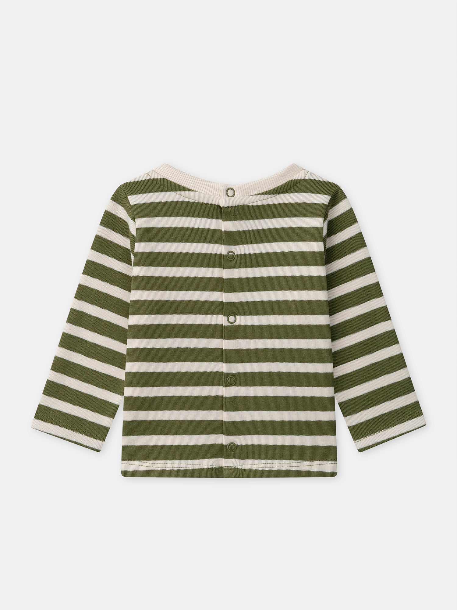 T-shirt à rayures écru et kaki manches longues Bébé Mixte - Image 6