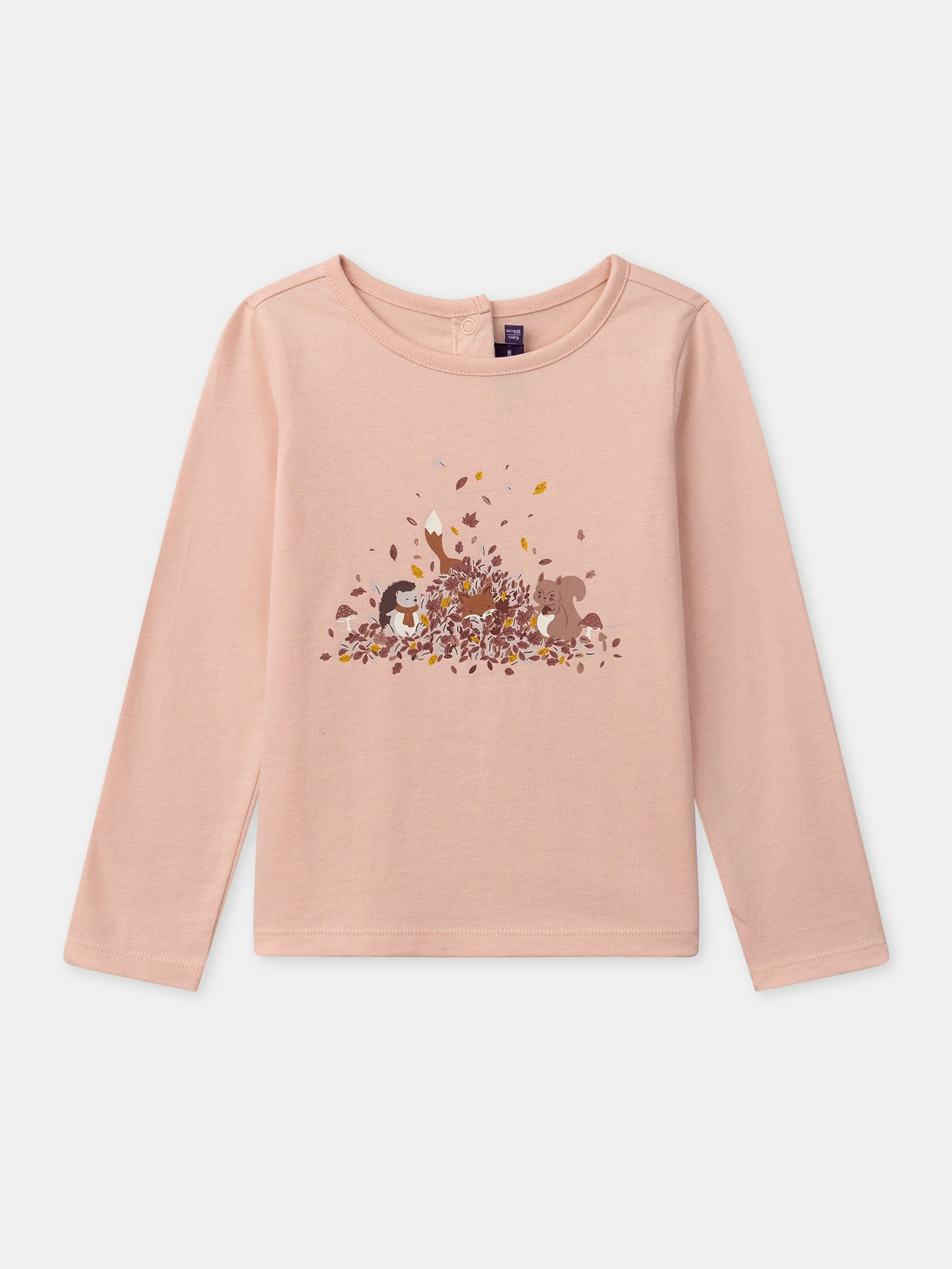 T-shirt rose imprimé animaux à manches longues Fille