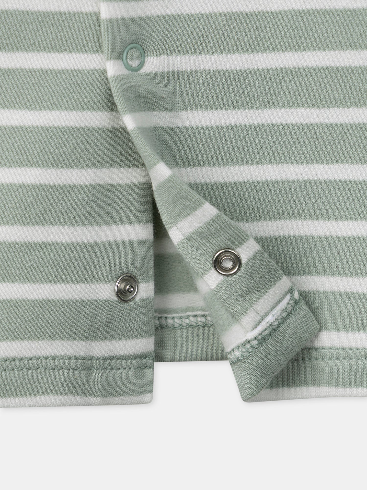 T-shirt vert à rayures blancs et manches longues Bébé Garçon - Image 3