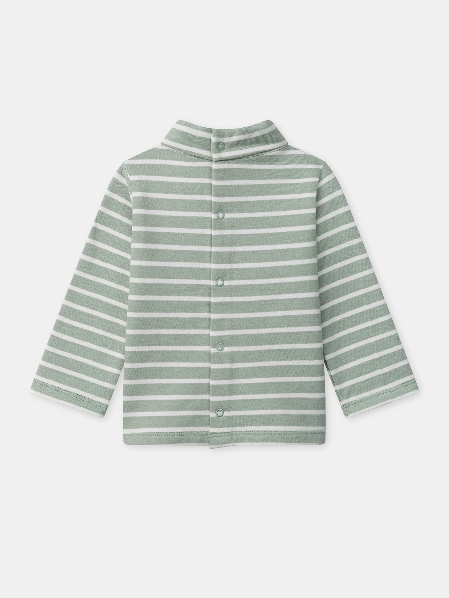 T-shirt vert à rayures blancs et manches longues Bébé Garçon - Image 4