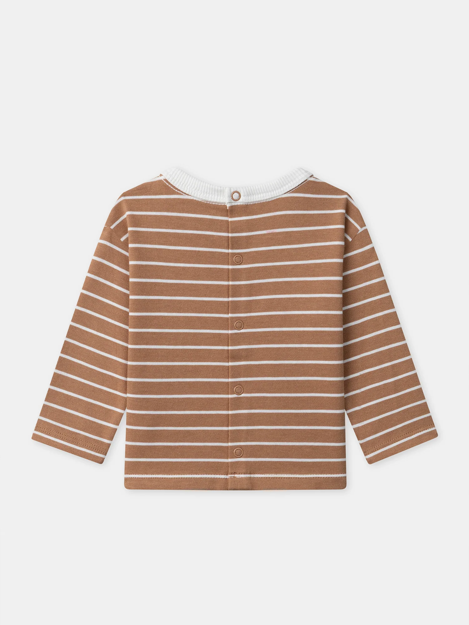 T-shirt à rayures marrons et manches longues Bébé Garçon - Image 4