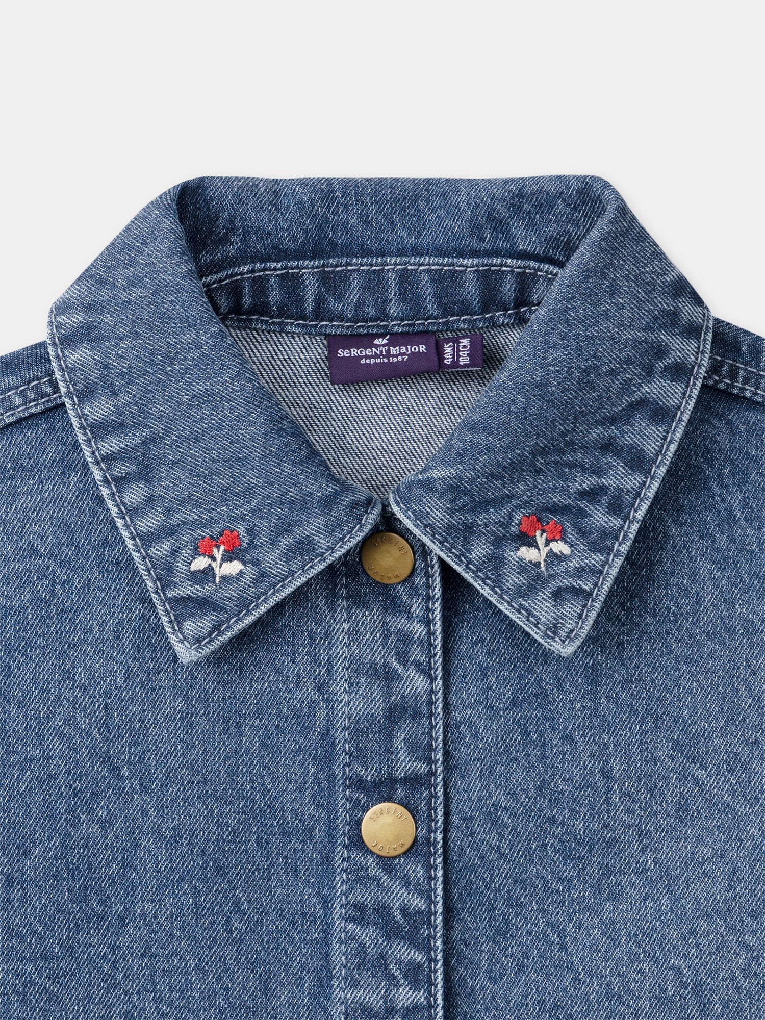 Veste denim à broderie "M" Fille - Image 6