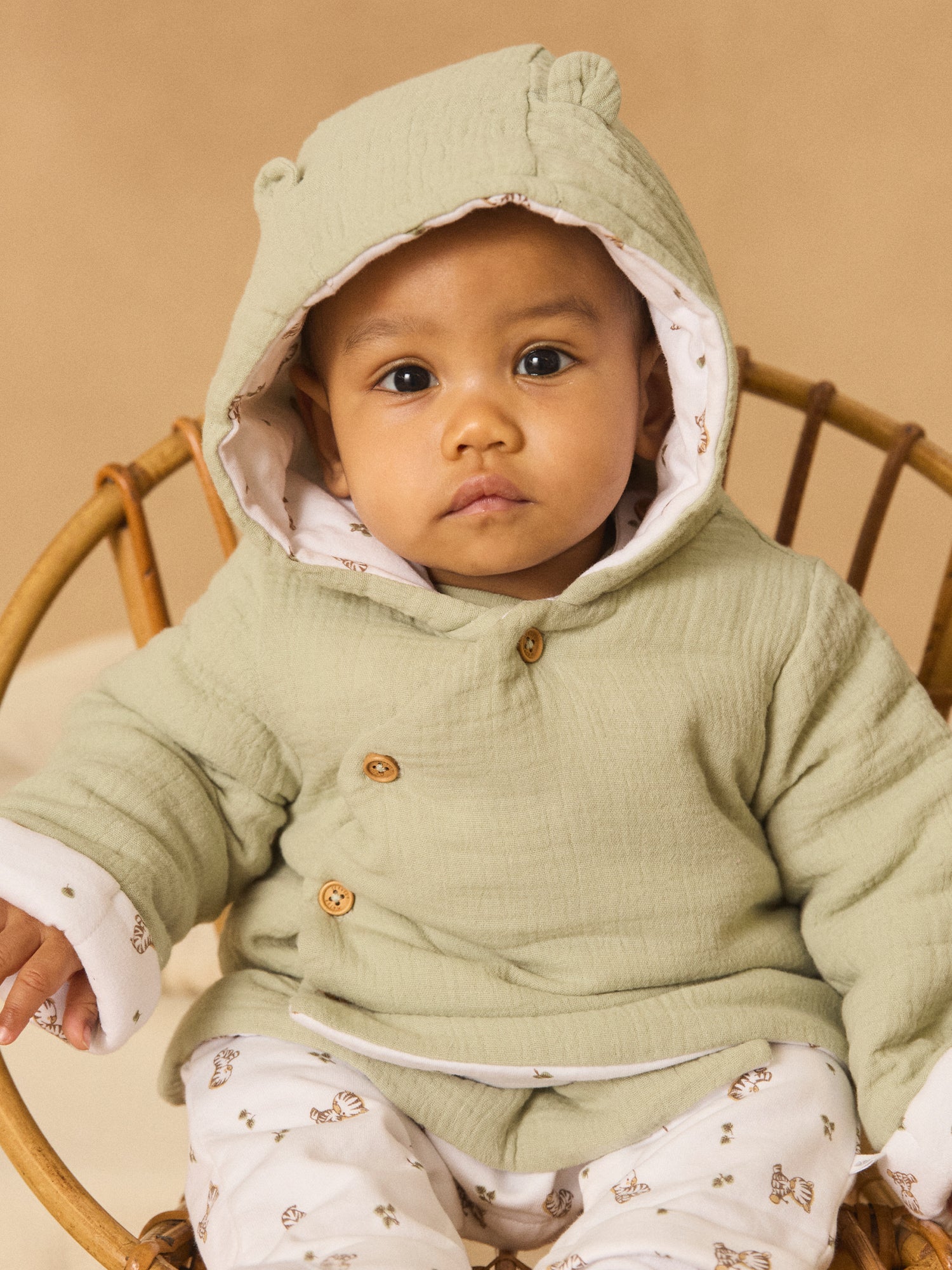 Veste à capuche en gaze de coton et jersey - Image 9
