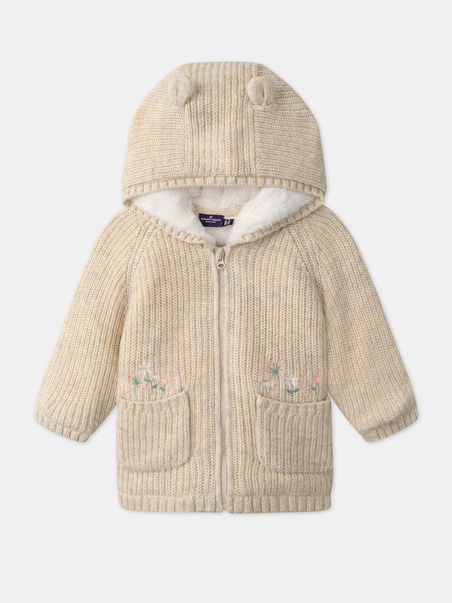 Veste à capuche en tricot  fourré