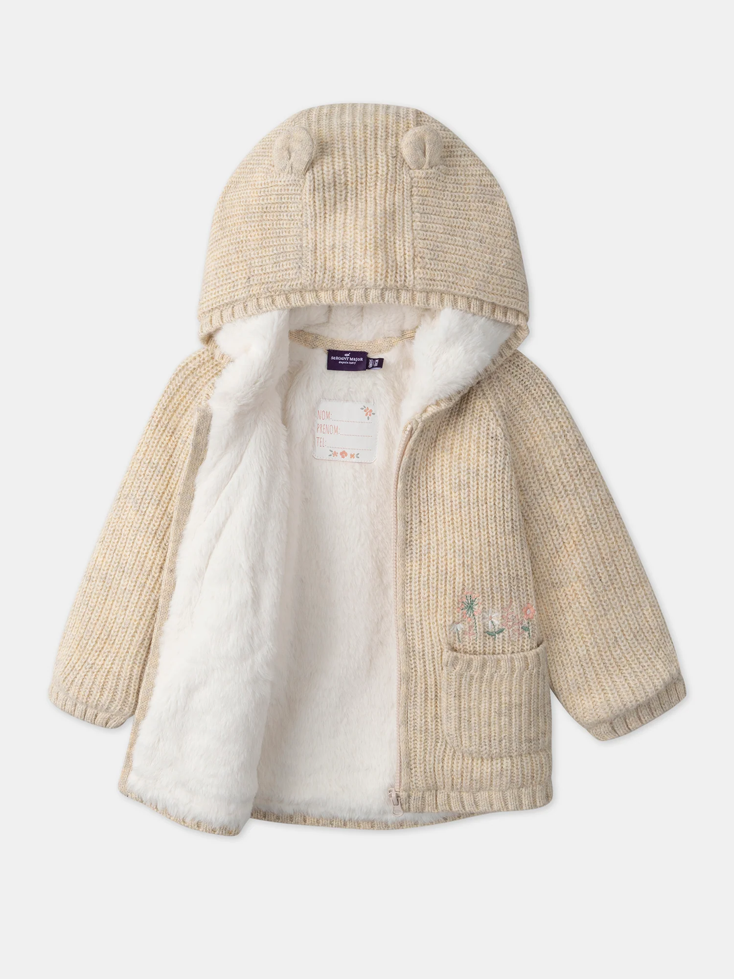 Veste à capuche en tricot  fourré - Image 2