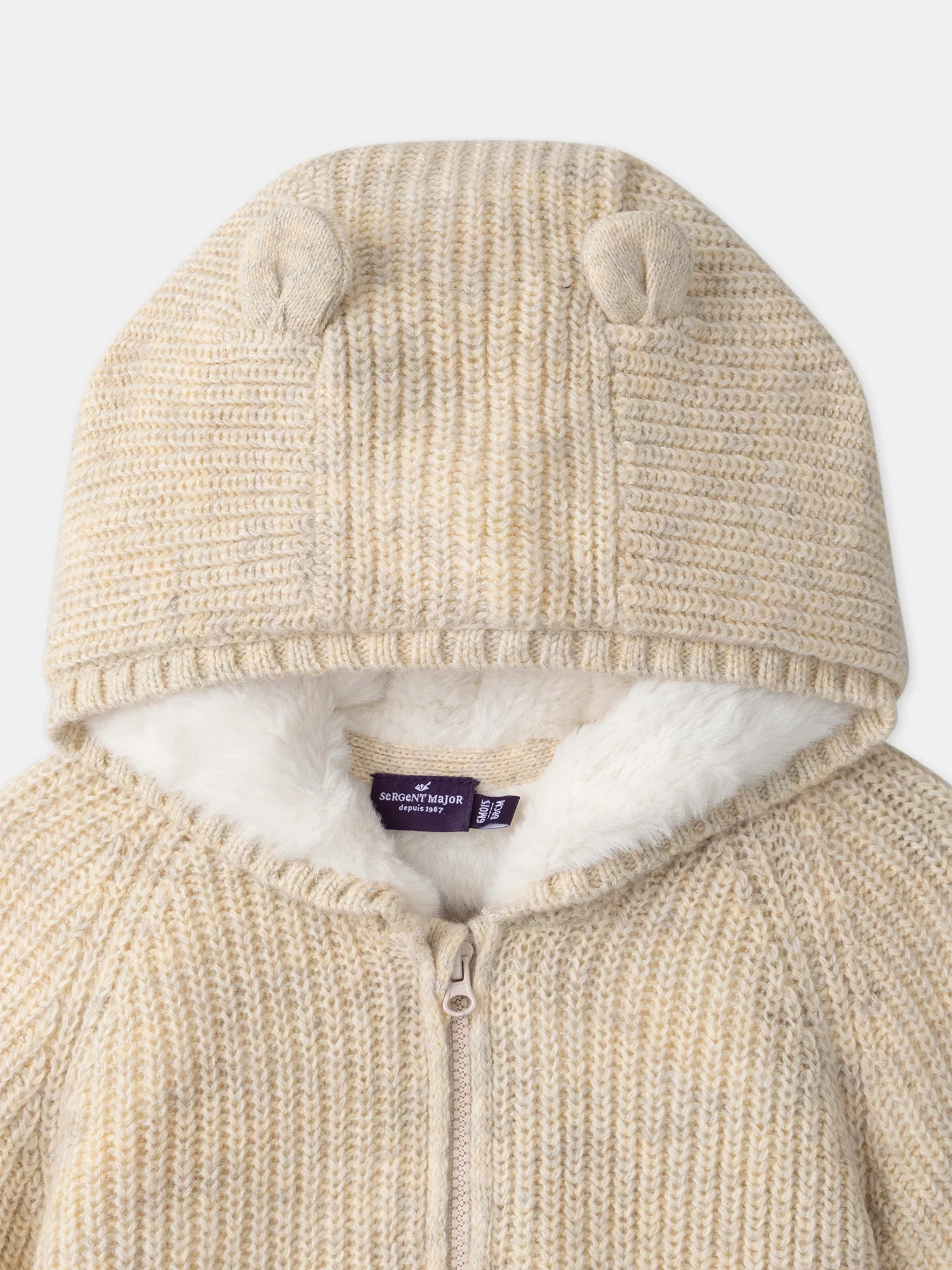 Veste à capuche en tricot  fourré - Image 3