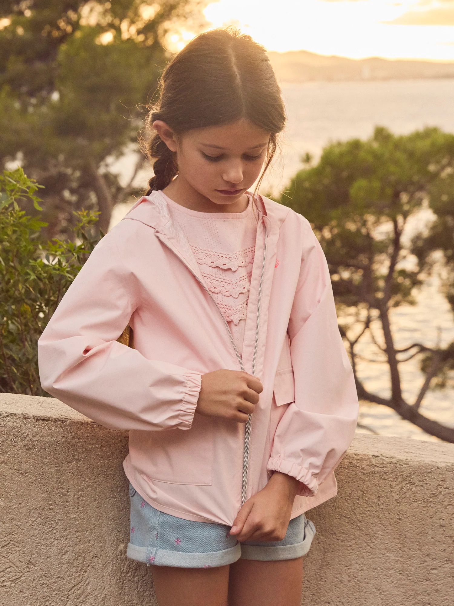 Veste coupe-vent à capuche rose Fille - Image 2