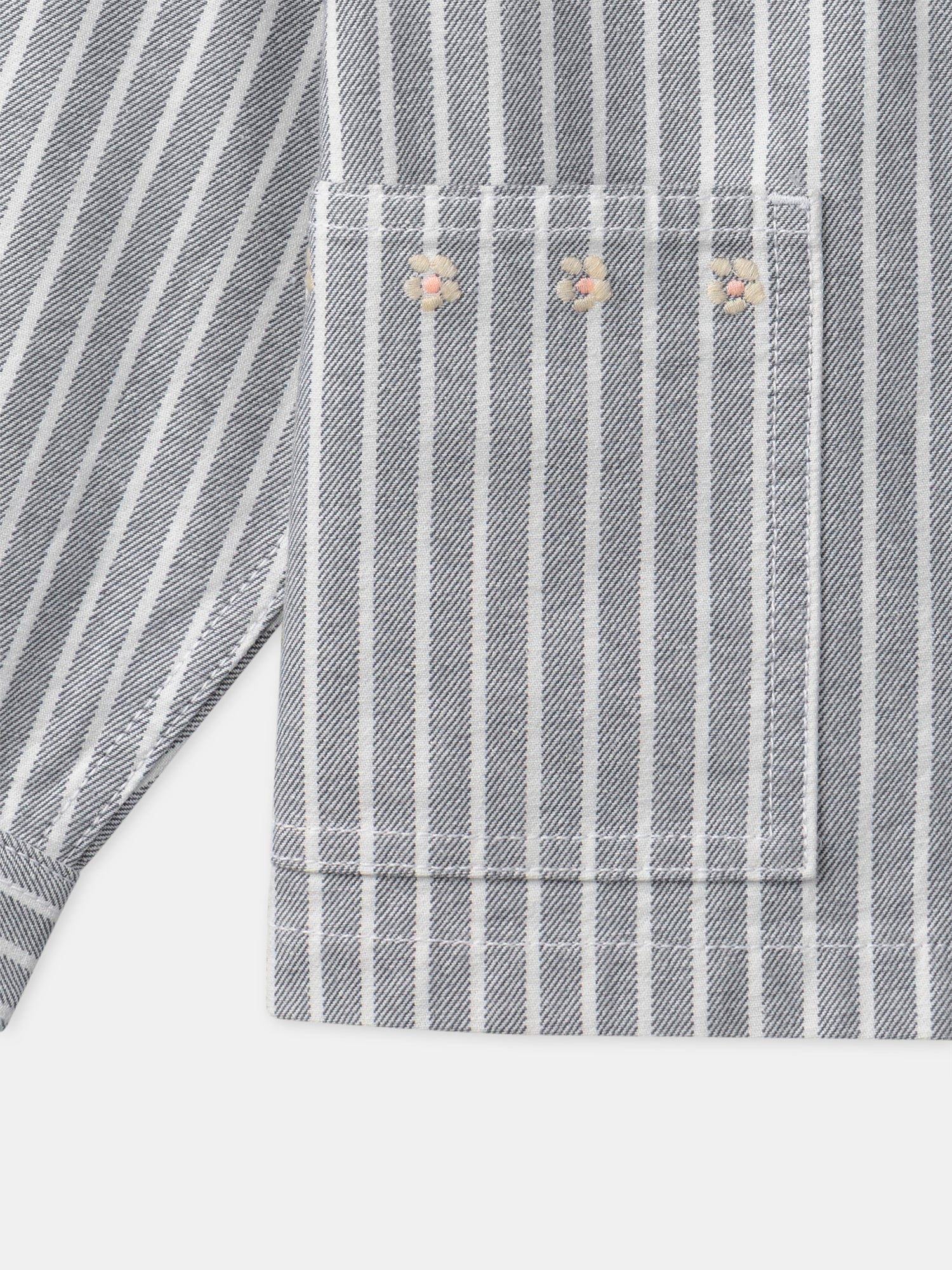 Veste denim à rayures grises Fille - Image 6